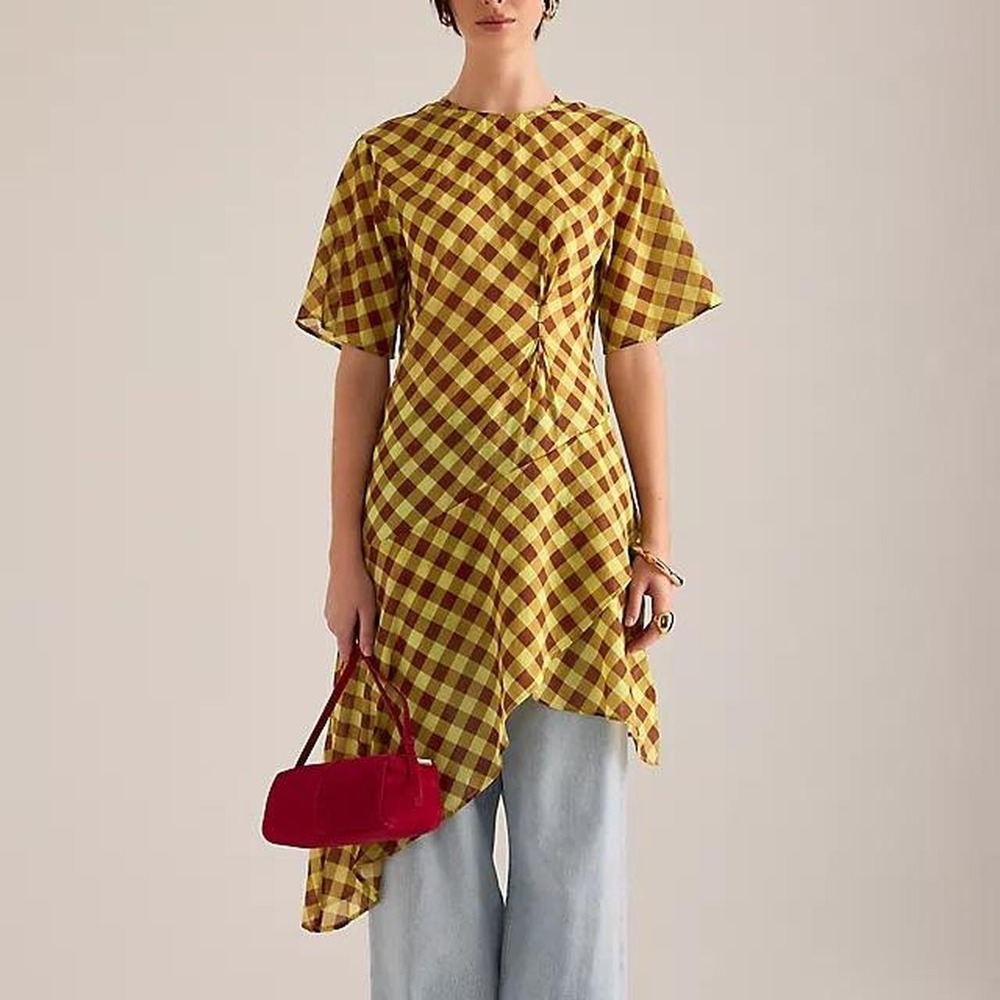 Damson Madder Harmony Sheer Midi Dress Women's Size US 0/ UK 4 Checker NWT Fairy